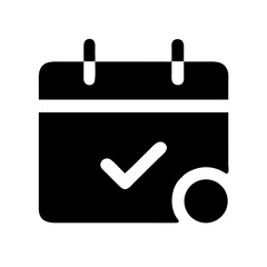 calendar check glyph  vector flat icon