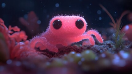 Adorable pink creature in underwater scene