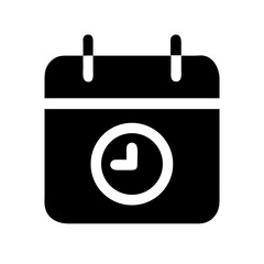 calendar clock glyph  vector flat icon