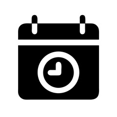 calendar clock glyph  vector flat icon