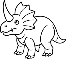 Triceratops Dinosaur Line Art  in Black and White