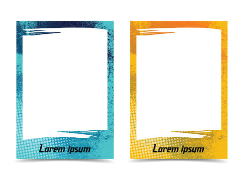 grunge sport player cards photo border frame template set with grunge texture