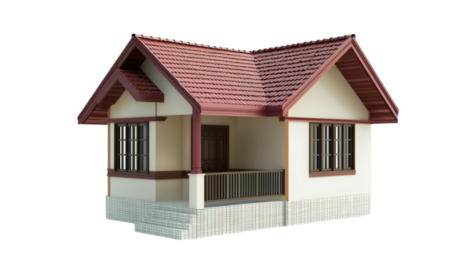a 3d model of a house on a transparent background, PNG image, PNG file, Generative art.