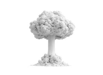 White nuclear explosion mushroom cloud