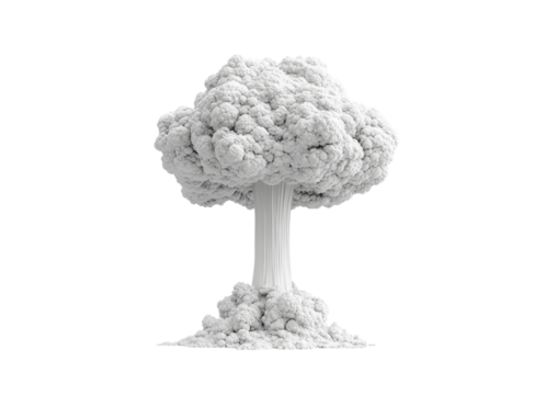White nuclear explosion mushroom cloud