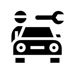 car mechanic glyph  vector flat icon