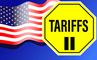 Yellow tariffs sign over american flag illustrating trade impacts