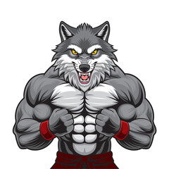 wolf mascot vector illustration muscular wolf design