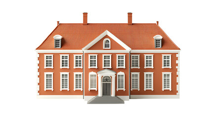 an orange house, 3d building, isolated white background on a transparent background, PNG image, PNG file, Generative art.