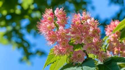 Vibrant Pink Flowers Blooming in Spring Sunlight
