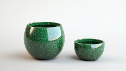 Elegant green bowls displaying modern design minimalist environment artistic showcase