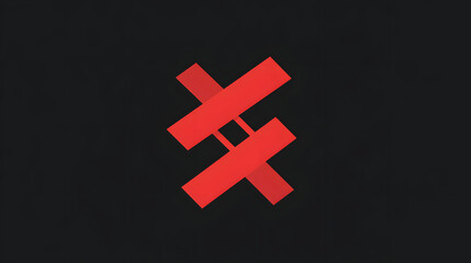Obraz premium Abstract Red Cross-Shaped Icon: A striking, modern logo comprised of intersecting red lines on a dark backdrop, embodying innovation, dynamism, and forward-thinking design.