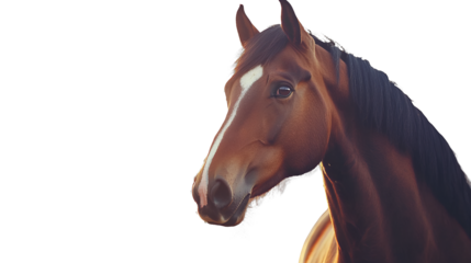 a 3d image of the head of a brown horse on a transparent background, PNG image, PNG file, Generative art.