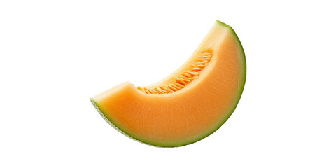 Slice Of Fresh Cantaloupe Melon. Healthy Summer Fruit And Nutrition Concept Isolated On Transparent Background