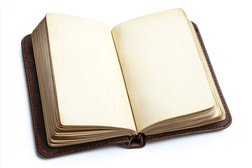 Fototapeta premium An antique leather-bound journal awaits its story, its aged, creamy pages beckoning for thoughts and dreams, ready to hold secrets and memories in a warm, inviting light.