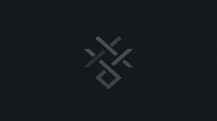 Obraz premium Mysterious Emblem on Dark Background: A captivating dark graphic design of interwoven lines and shapes, a symbol of secrets. against a simple, enigmatic black backdrop.