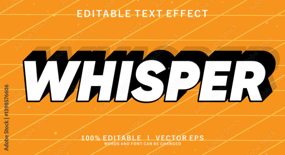 Poster whisper vector text effect with modern style design