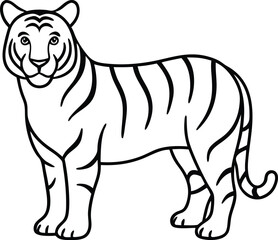 Outline Drawing of a Tiger in a Minimalist Line Art Style