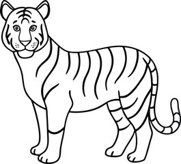 Outline Drawing of a Tiger in a Minimalist Line Art Style