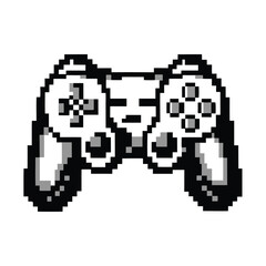 Fototapeta premium Pixelated Video Game Controller, Monochrome Classic Design, Isolated Retro Console, 8bit