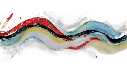 abstract art of waves and lines painted in colors of the rainbow on a transparent background, PNG image, PNG file, Generative art.