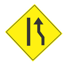 Road Narrows on Right side sign, traffic sign, vector image