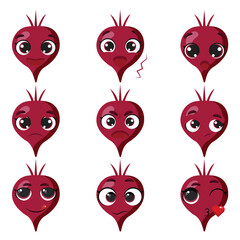 Beetroot emotions character icon set