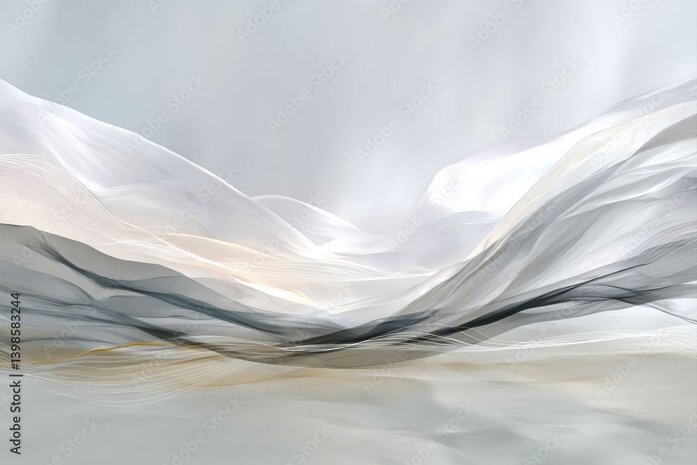 Poster ethereal waves of soft colors blending in an abstract landscape