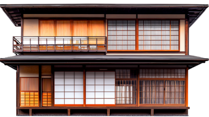 the windows of a building are illuminated at night on a transparent background, PNG image, PNG file, Generative art.