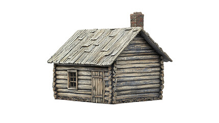 a small model of an old house made of wood on a transparent background, PNG image, PNG file, Generative art.