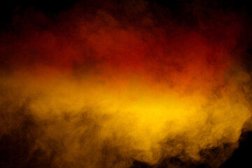 Orange and red steam on a black background.
