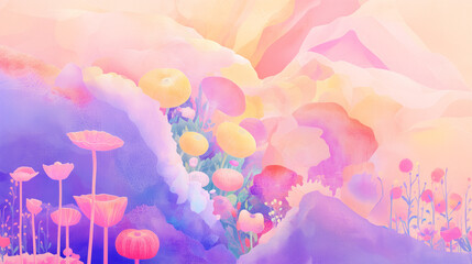 夢幻の花園 &mdash; パステルカラーに包まれた幻想風景