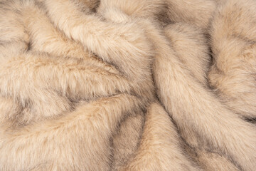 Texture of faux fur as a background, top view.