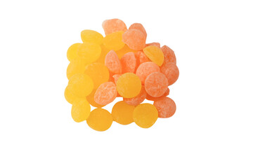 Bright citrus lollipops isolated on a white background.