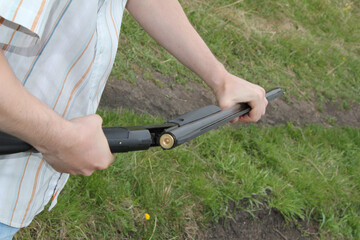 man working in garden