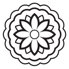 Ornate Black and White Mandala Flower Design