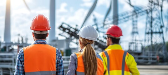 Panoramic Image of a Wind Farm with Multiple Wind Turbines Set Against a Clear Sky and an Endless Horizon, Producing Renewable Energy