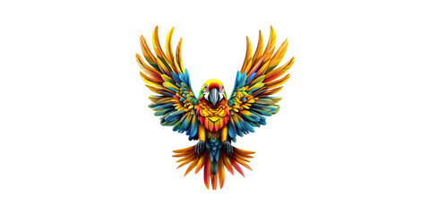 Obraz premium Vibrant Parrot Illustration With Outstretched Wings. Symbol Of Freedom And Exotic Beauty Isolated On Transparent Background
