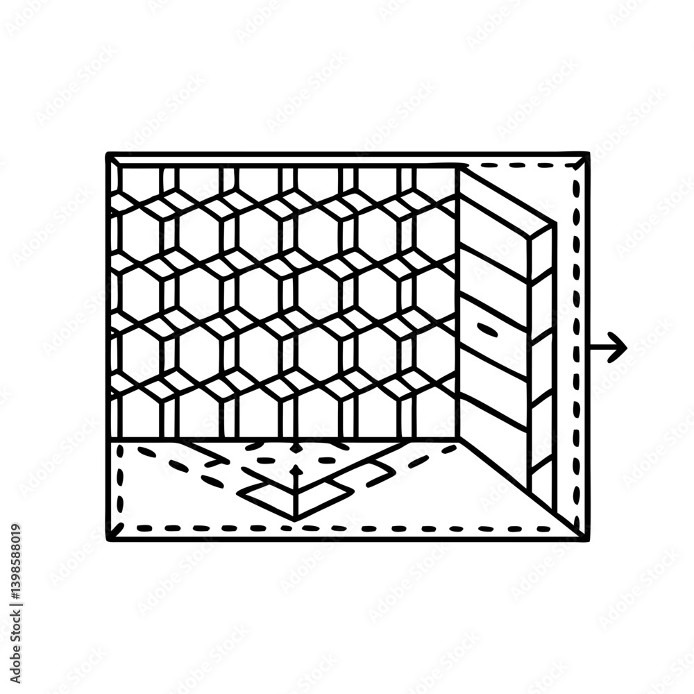 Aufkleber abstract geometric room design with honeycomb pattern and perspective view