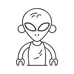 Cartoon Drawing of a Gray Alien with Big Eyes and Small Hands