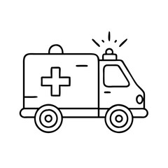 Simple Line Drawing of an Emergency Medical Service Ambulance Vehicle