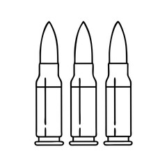Three Bullet Cartridge Cases Line Drawing Illustration Graphic Design