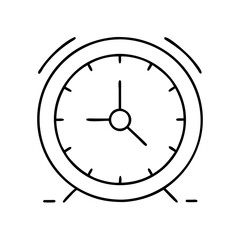 Simple Line Drawing of a Classic Alarm Clock Showing the Time
