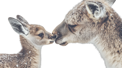 a photo of a deer kissing its mother on the cheek on a transparent background, PNG image, PNG file, Generative art.