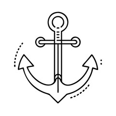 A Simple Line Drawing of a Classic Ship Anchor with a Modern Minimalist Style
