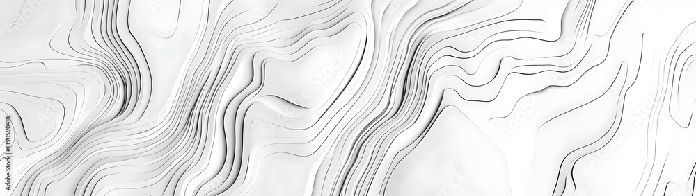 Poster topographic map lines background vector illustration, in a light gray color, with a topographical pa