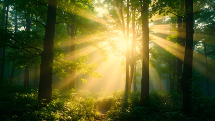 Naklejka premium Sunlit Forest Pathway