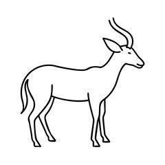 Line Drawing of a Majestic Impala Antelope a graceful African mammal with curved horns