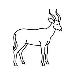 Line Art Drawing of a Majestic Antelope Standing Profile View