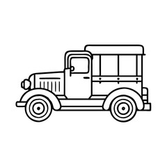 Vintage Pickup Truck Classic Car Retro Automobile Transportation Vehicle Outline Drawing Illustration